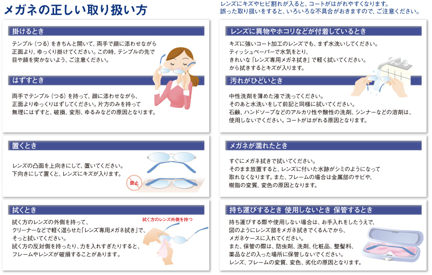 メガネの正しい取り扱い方